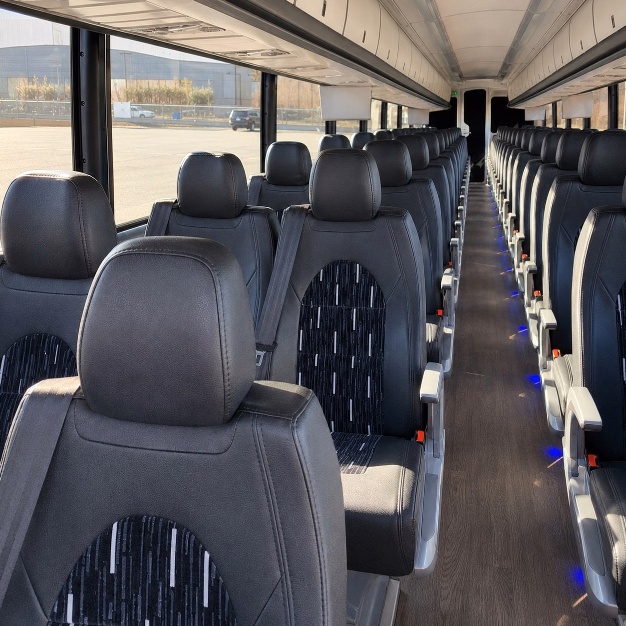 56 passenger charter bus inside
