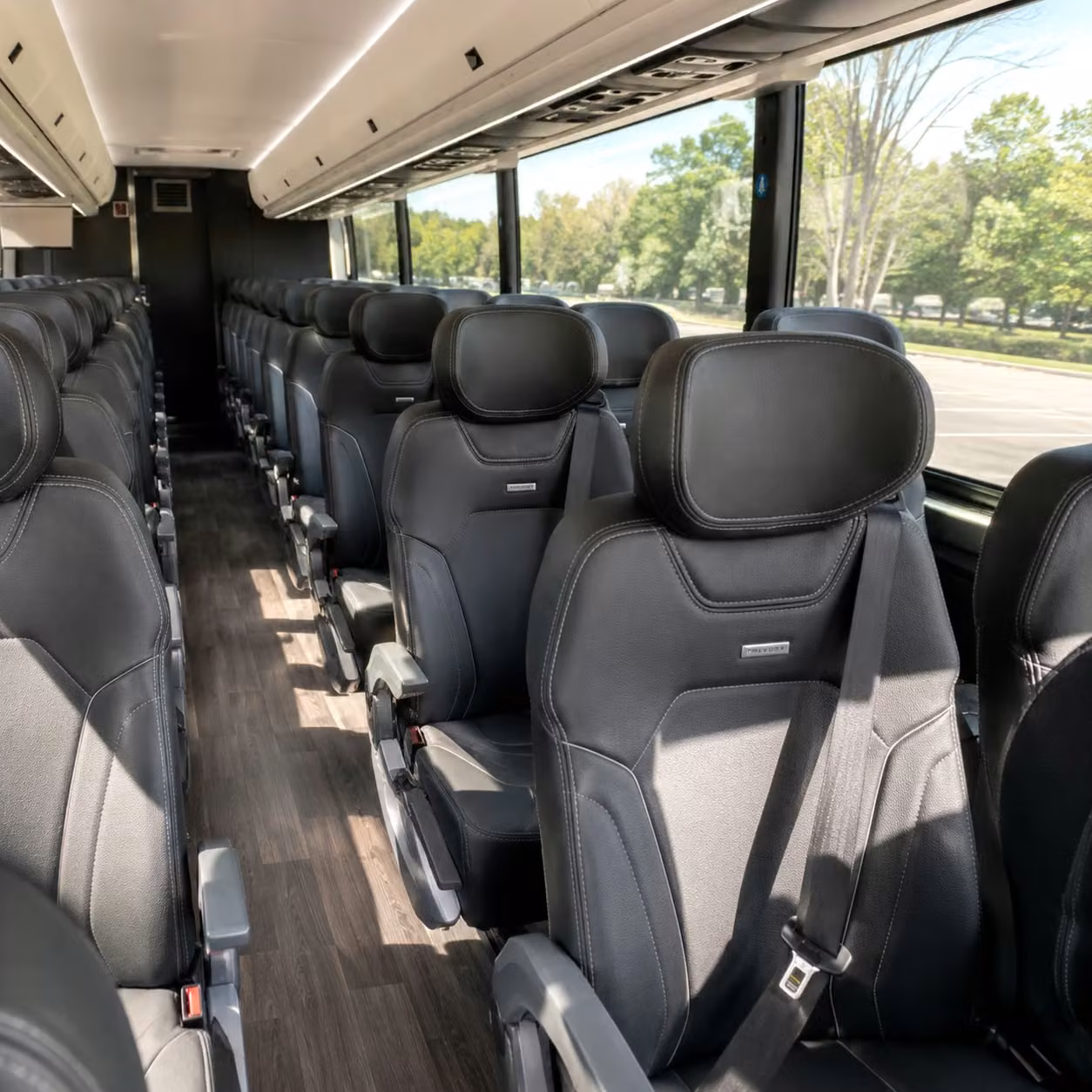 akron charter bus rental interior